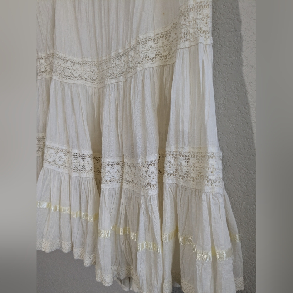 Vintage Frederick's Of Hollywood Tiered Lace Slip Skirt XS Ivory - Picture 10 of 16